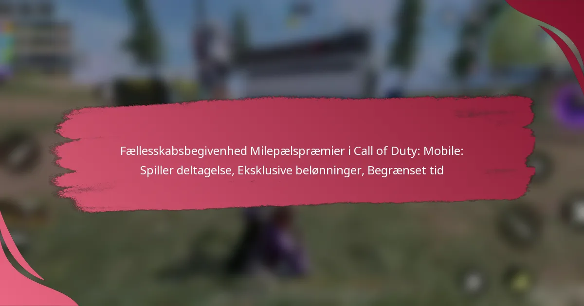 Fællesskabsbegivenhed Milepælspræmier i Call of Duty: Mobile: Spiller deltagelse, Eksklusive belønninger, Begrænset tid