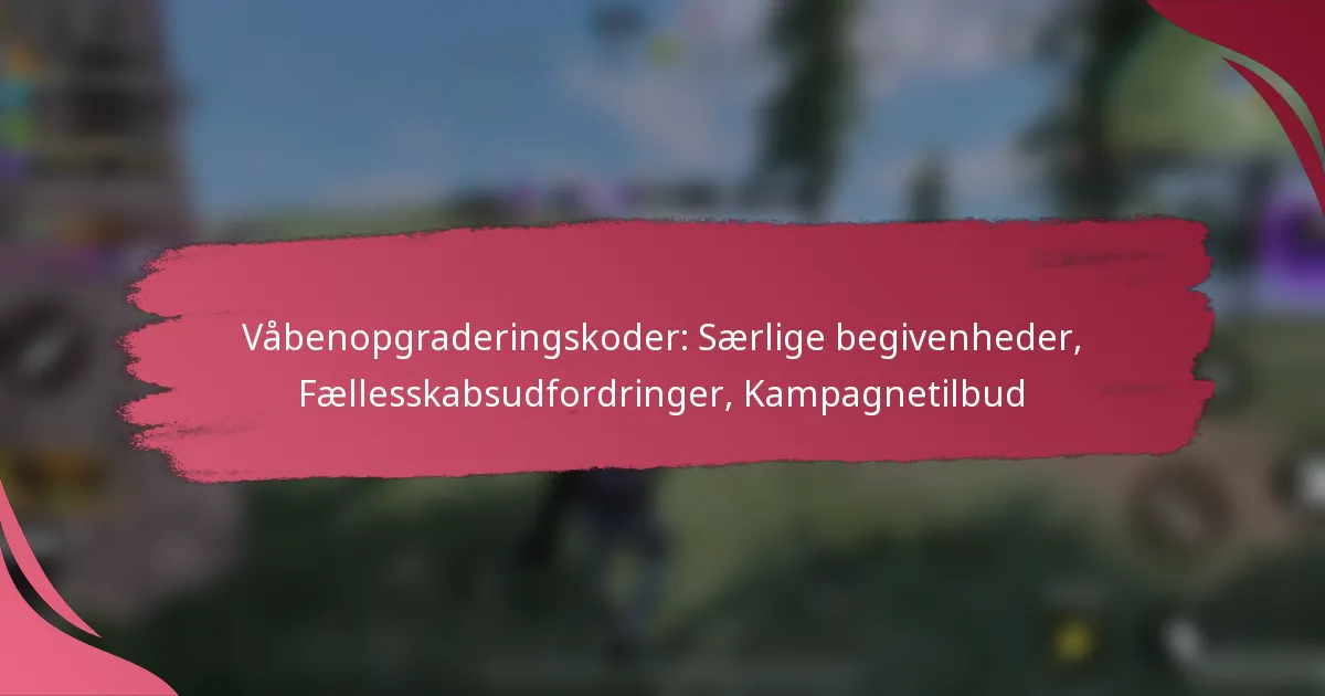 Våbenopgraderingskoder: Særlige begivenheder, Fællesskabsudfordringer, Kampagnetilbud