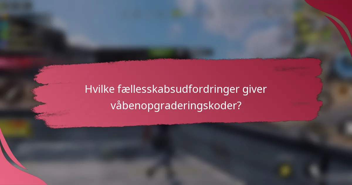 Hvilke fællesskabsudfordringer giver våbenopgraderingskoder?